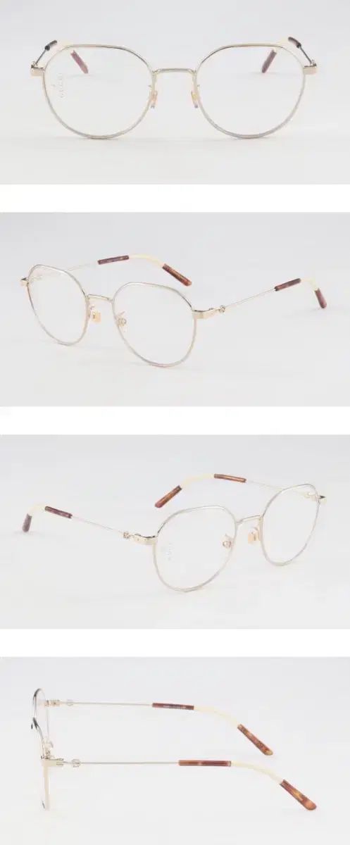 グッチ ユニセックス 変形ラウンド GOLD メガネフレーム フルセット