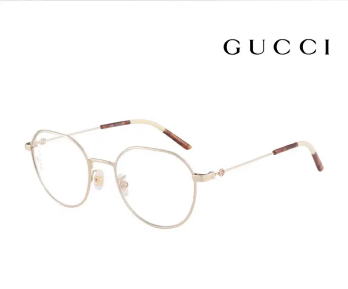 グッチ ユニセックス 変形ラウンド GOLD メガネフレーム フルセット