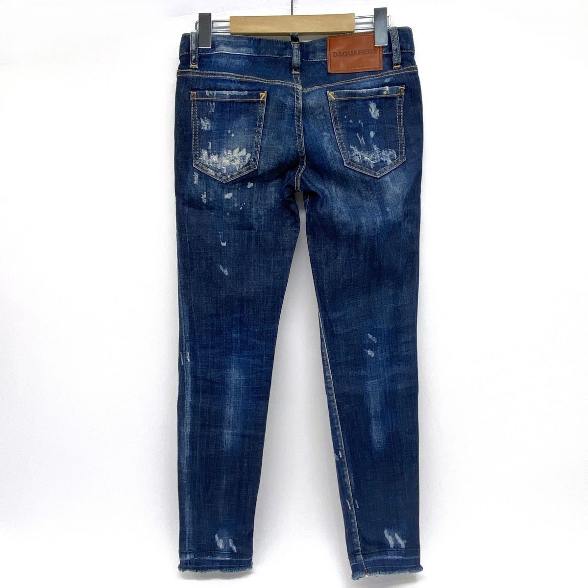 ディースクエアード ペイント ダメージ加工 スキニーデニムパンツ ボタンフライ サイズ36 レディース