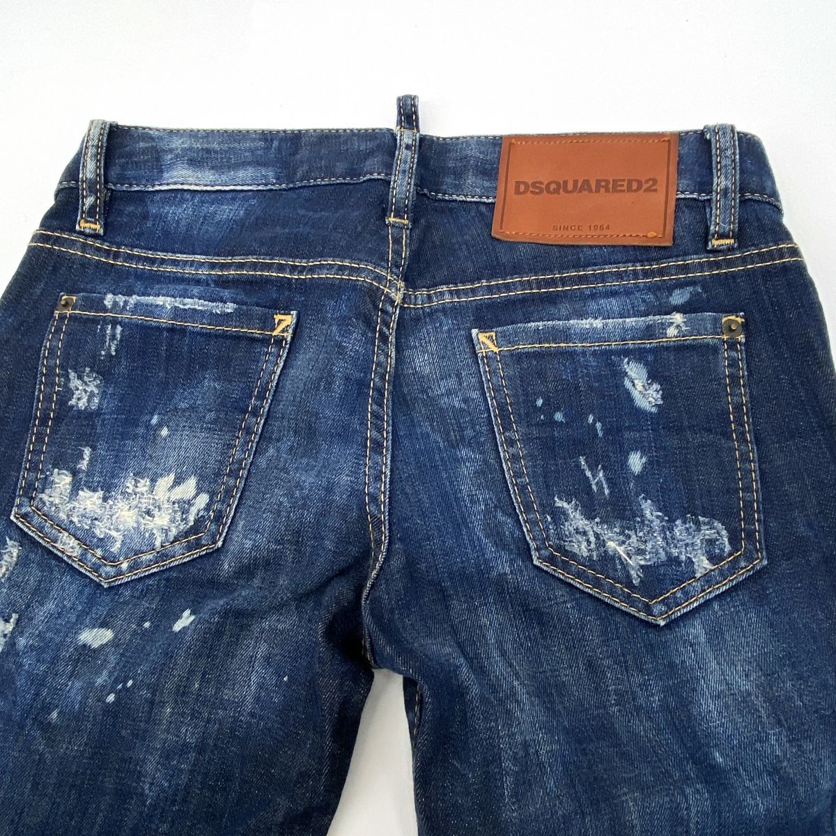  ディースクエアード ペイント ダメージ加工 スキニーデニムパンツ ボタンフライ サイズ36 レディース スキニーデニム デニム ジーンズ