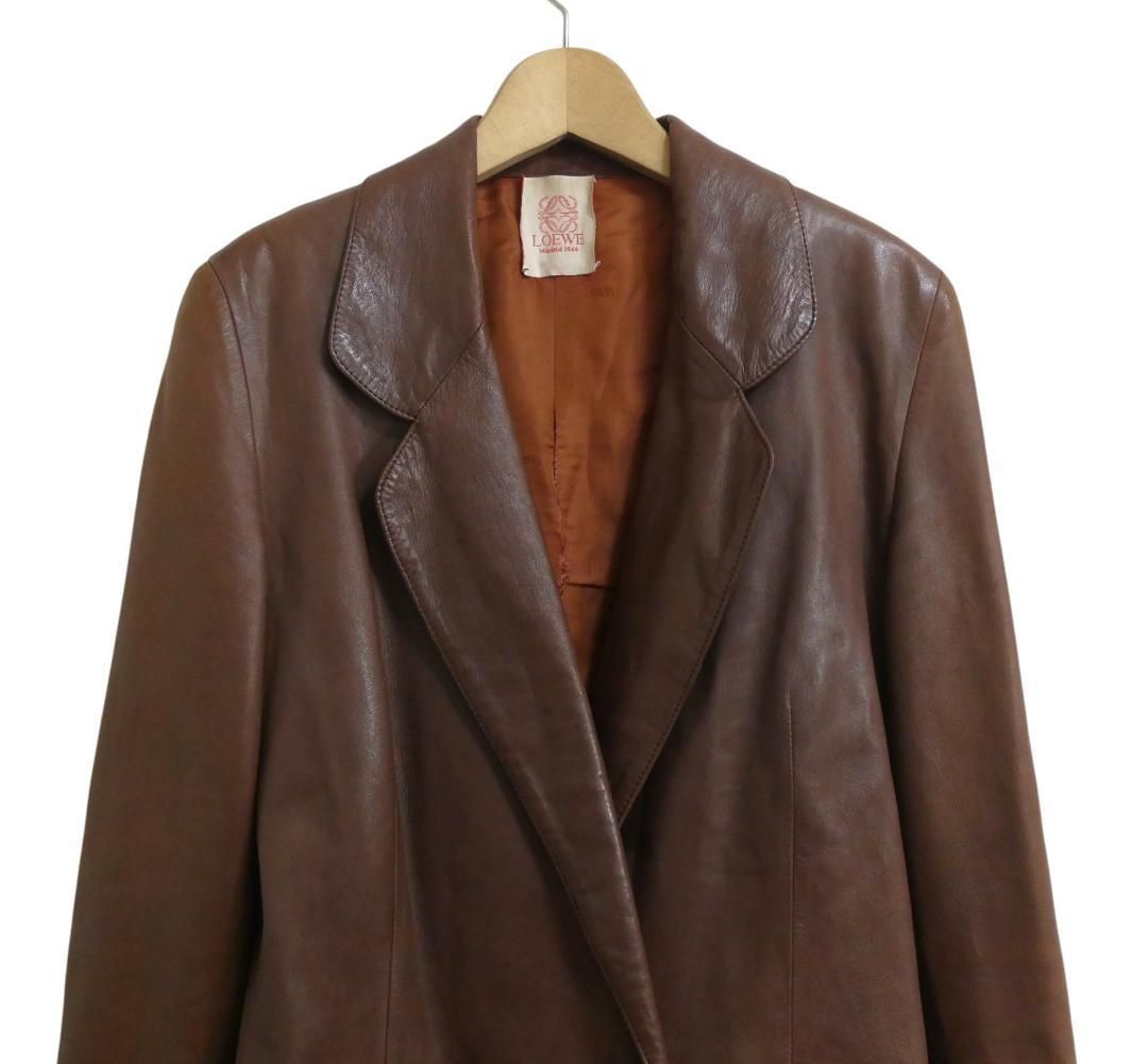 LOEWE ロエベ サイズ38 レザー ミドル丈 ダブルブレスト テーラード
