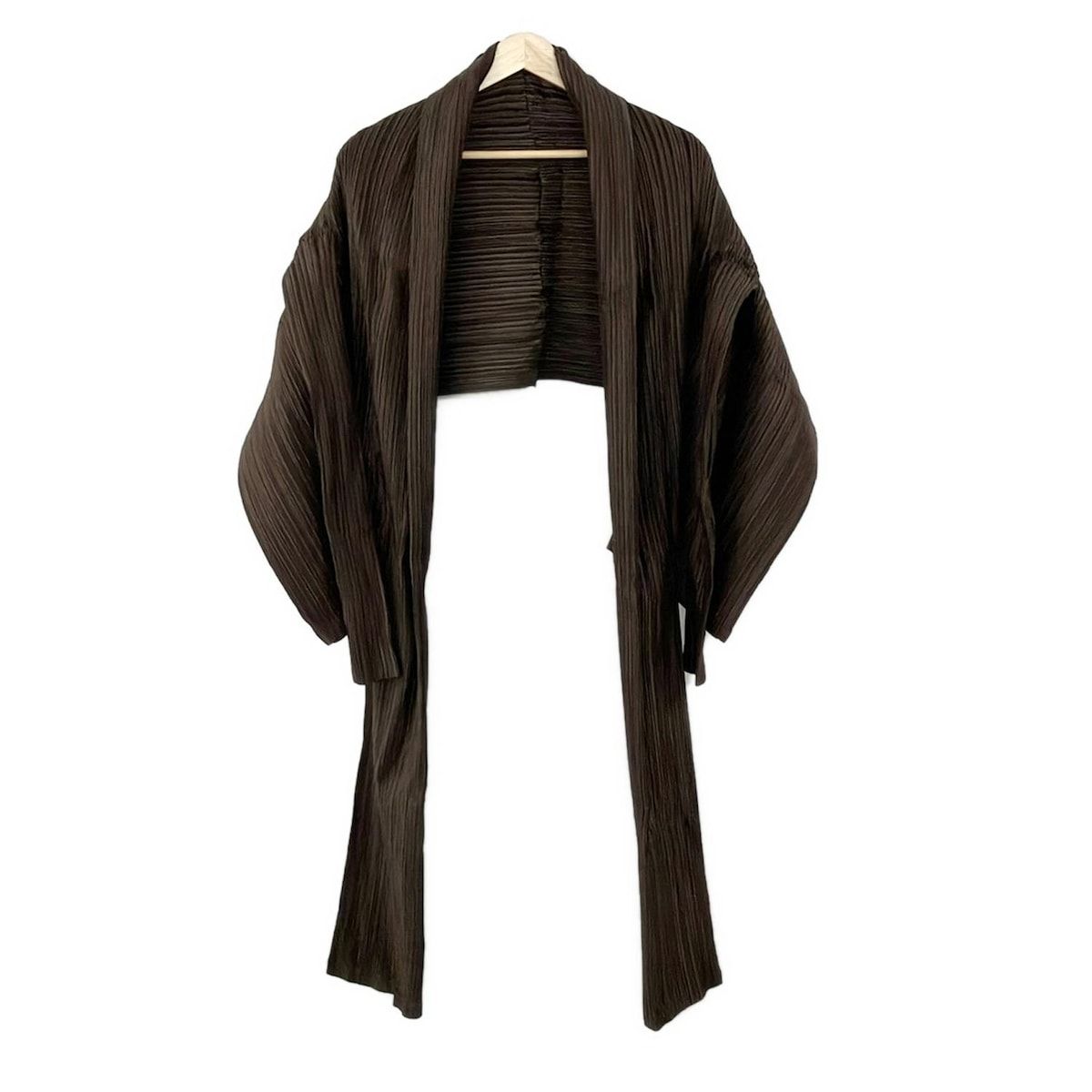 ISSEYMIYAKE イッセイミヤケ カーディガン サイズM レディース ダークブラウン 長袖 プリーツ