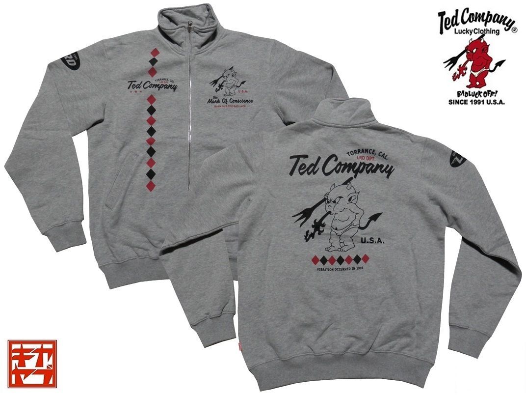 テッドマン TEDMAN Lサイズ ジップアップスウェット TDSZ 153 アッシュ エフ商会 トレーナー アーガイル