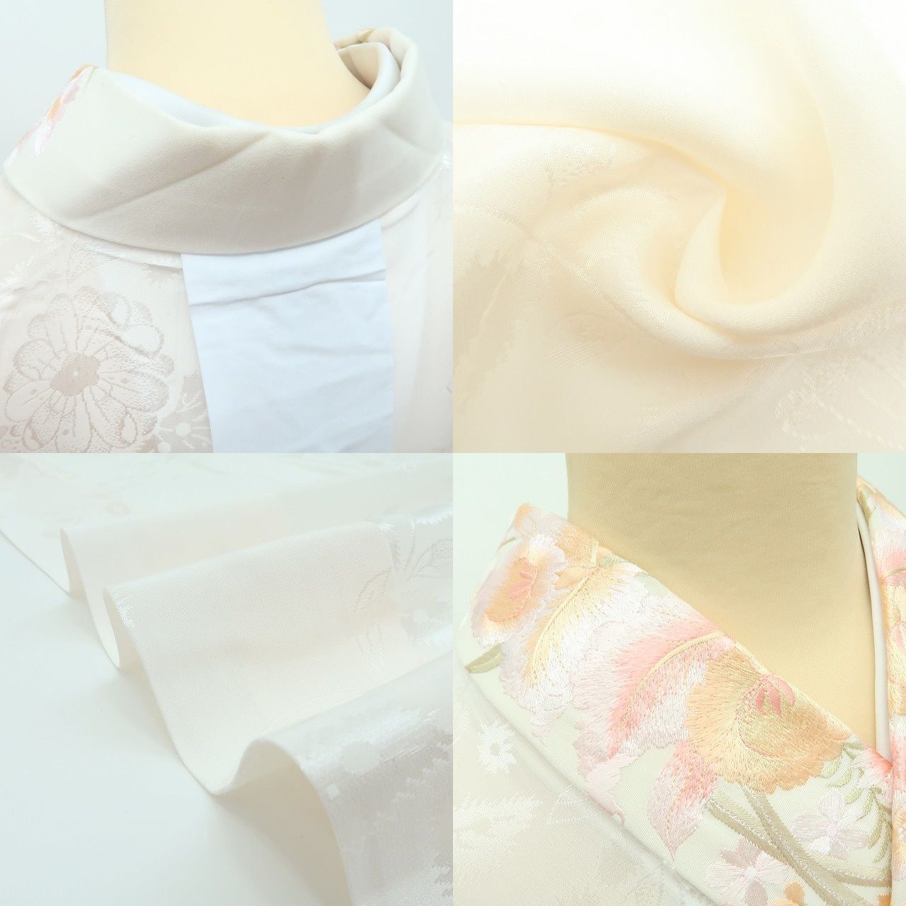 百華❀Y4315◇美品 単衣 正絹 袖無双 仕付け糸・刺繡衿・居敷当付 振袖