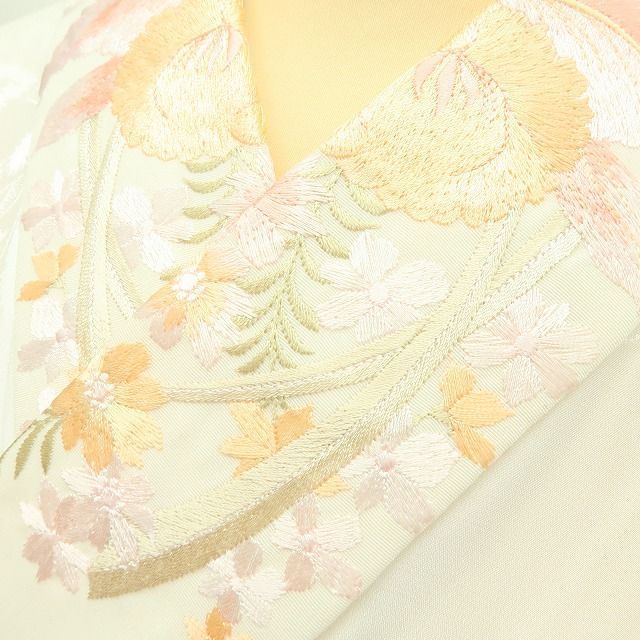 百華❀Y4315◇美品 単衣 正絹 袖無双 仕付け糸・刺繡衿・居敷当付 振袖