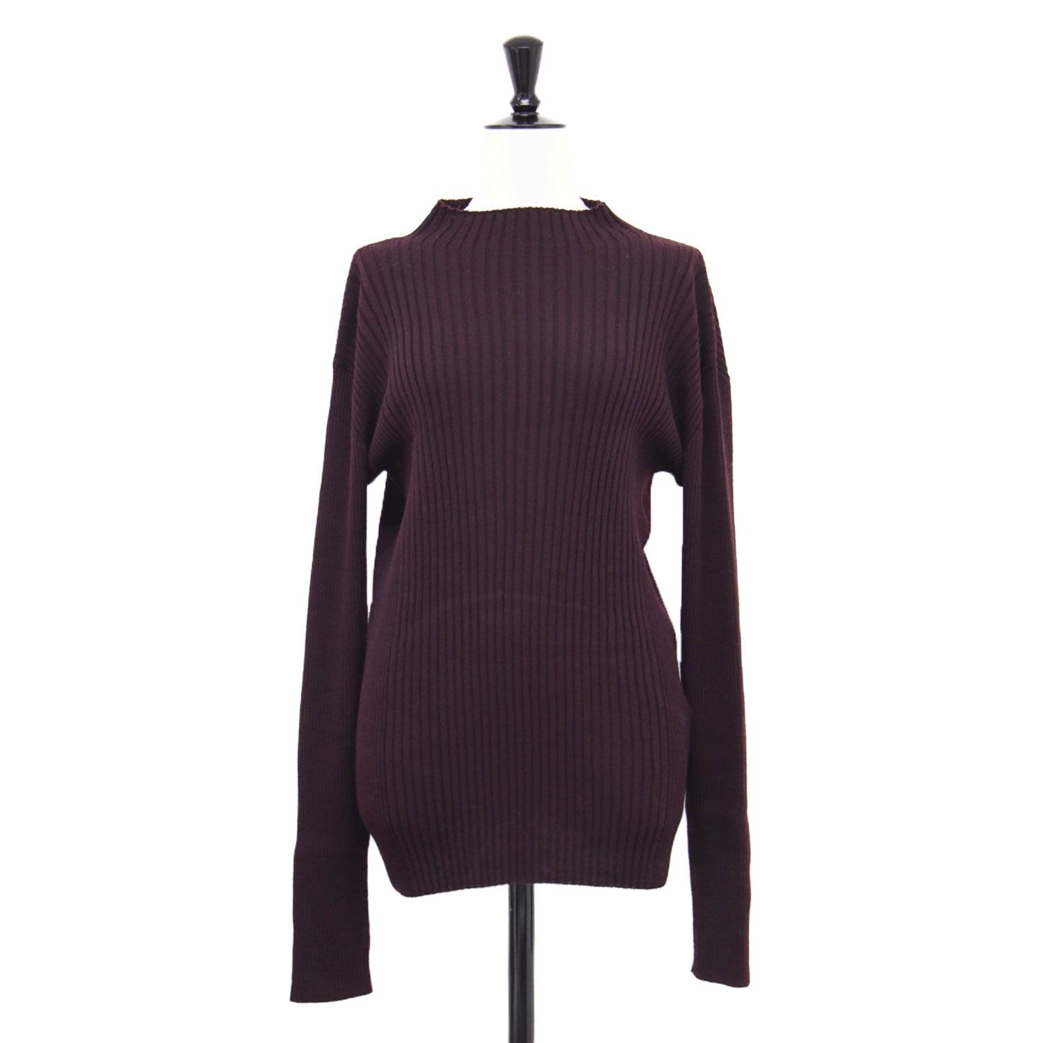 1 er Arrondissement プルミエ アロンディスモン ニット バーガンディー サイズ 22秋冬 ウール ワイドリブ ボトルネック プルオーバー ハイゲージ コンパクト トップス セーター レディース