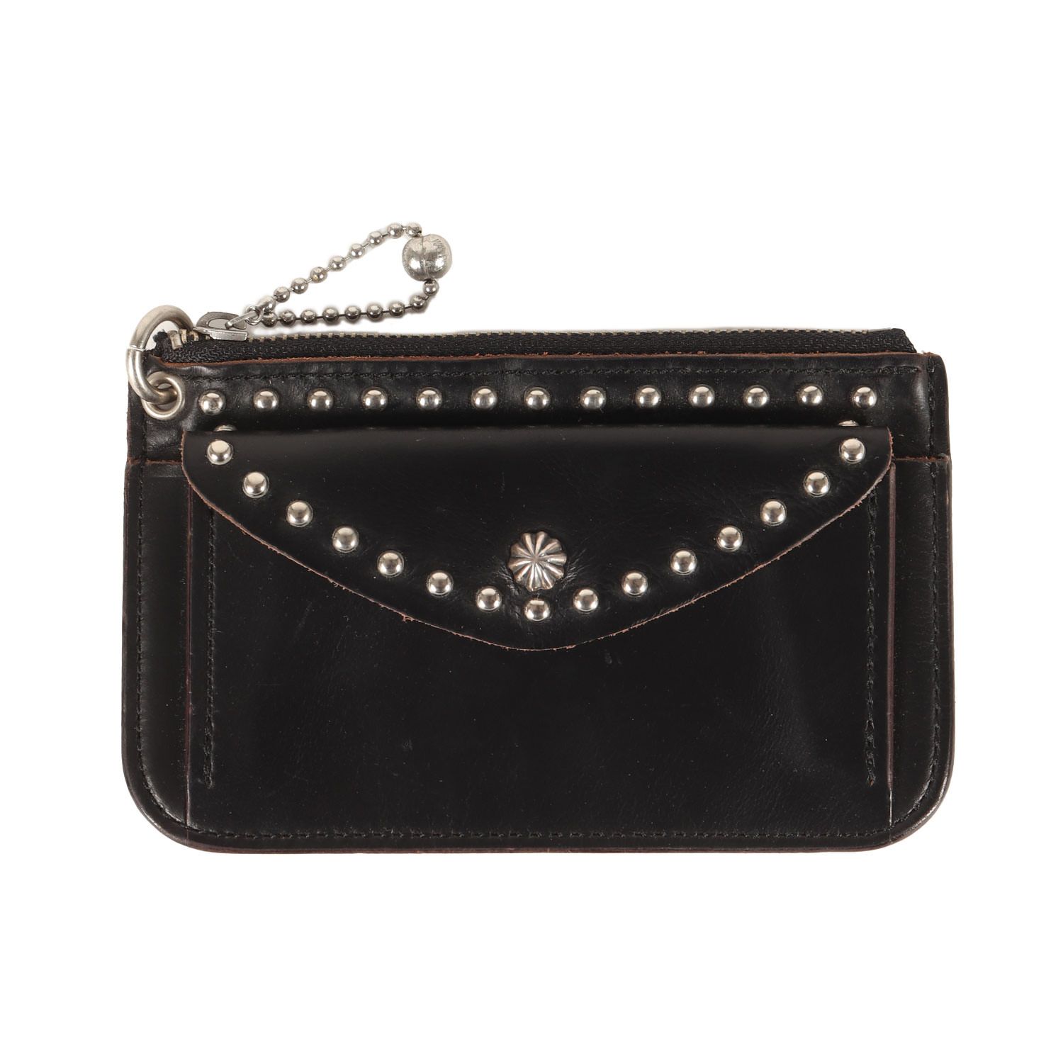 the wonder lust ザ ワンダーラスト スタッズ付き クロムエクセルレザー ユーティリティポーチ SHELL STUDS UTILITY POUCH ブラック ファッション アイテム