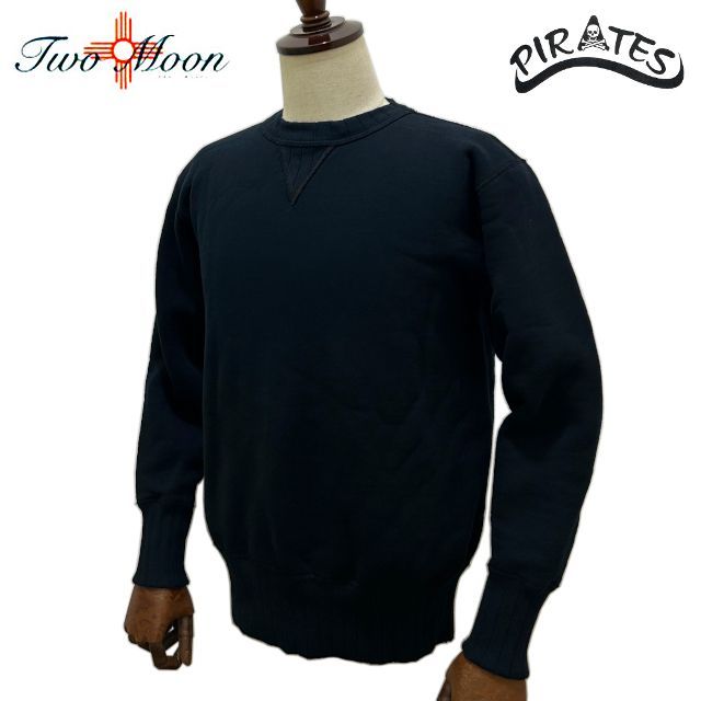 TWO MOON トゥー ムーン lot 16508 ブラック 吊り編み 丸胴 両V 針抜きリブ セットインスリーブ スウェットシャツ