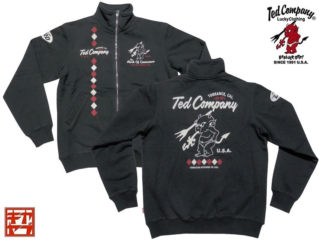 テッドマン TEDMAN Lサイズ ジップアップスウェット TDSZ 153 ブラック エフ商会 トレーナー アーガイル