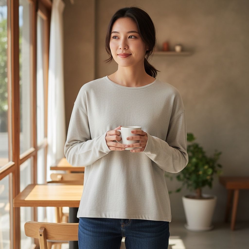 Nakagawa Masashichi Shoten トップス カットソー ゆったり 大人カジュアル きれいめ 長袖シャツ コットン 麻 アイボリー レディース