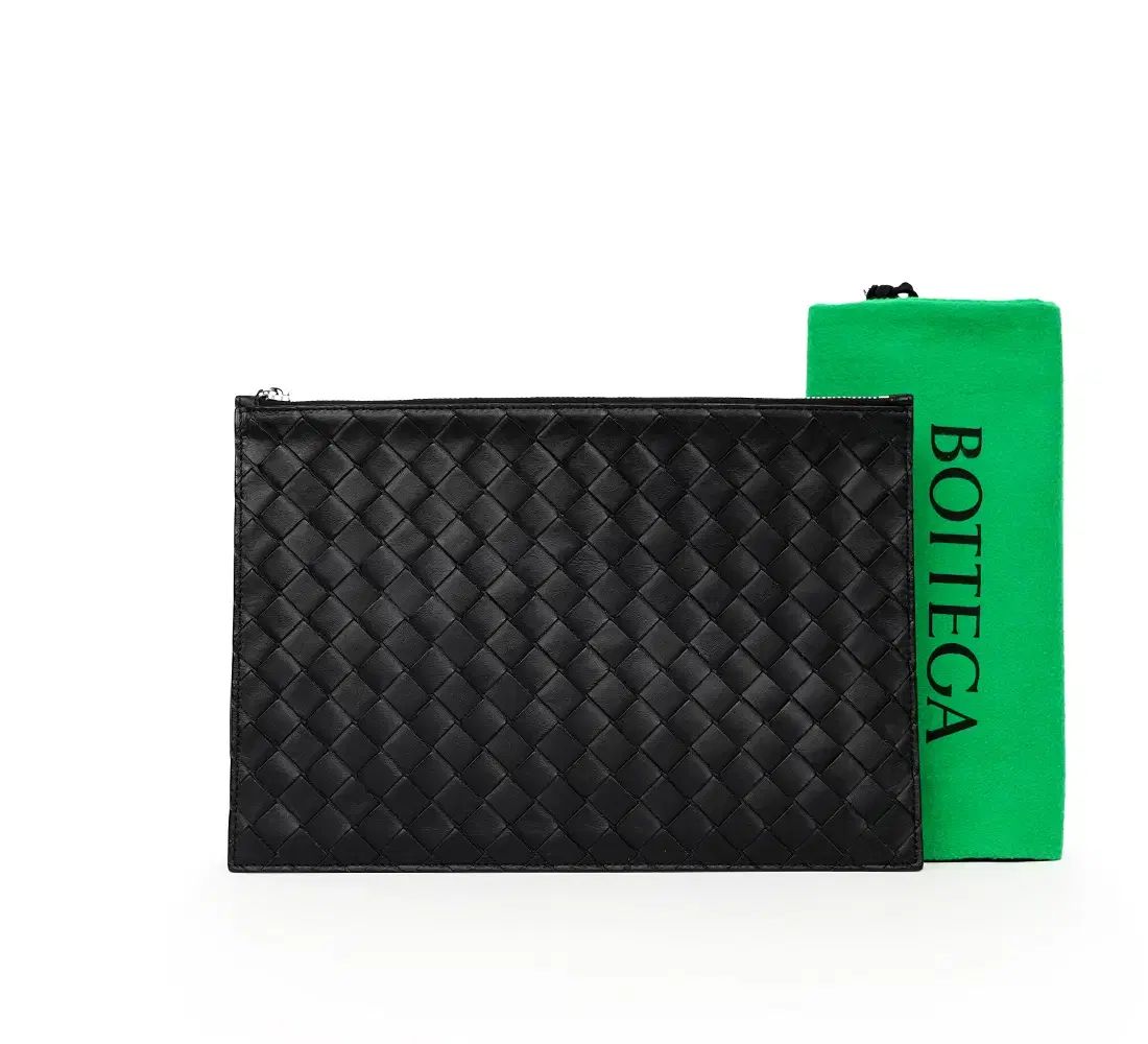 ブランド ボッテガ ヴェネタ イントレチャート クラッチバッグ ブラック 592648