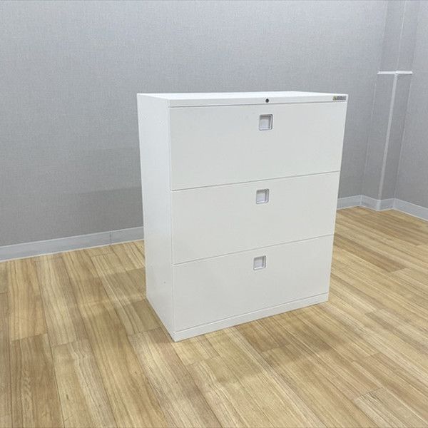オカムラ ラテラルキャビネット 3段 レクトライン 引出し書庫 スチール ホワイト