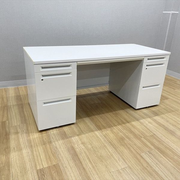 オカムラ 両袖デスク アドバンス W 1600 D 700 オフィスデスク ホワイト