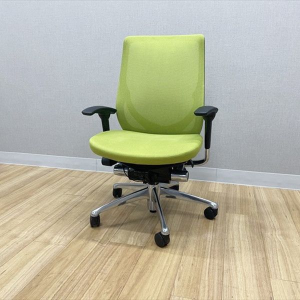 オカムラ ゼファー メッシュ 肘付 オフィスチェア グリーン