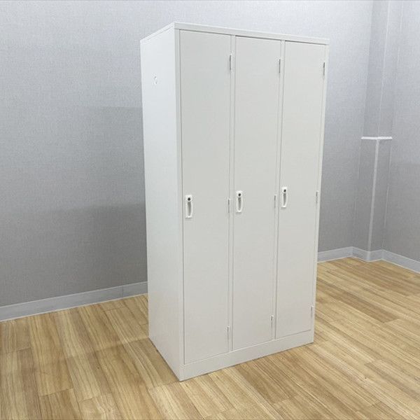 生興 3人用ロッカー AKL-DX型 鍵付き シリンダー錠 更衣室ロッカー ホワイト