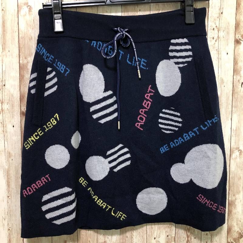 adabat アダバット ニットスカート ゴルフウェア ネイビー M ♥ タグ付き