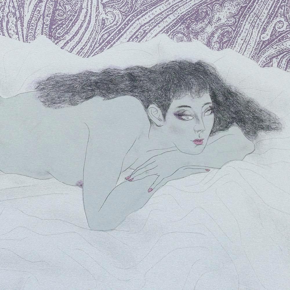 真作】【WISH】加山又造「裸婦 '95-B(紫)」リトグラフ 10号大 直筆