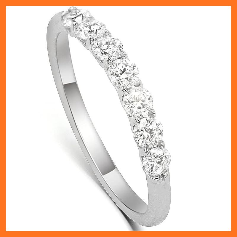 Takeda Jewelry ブリリアントモアサナイト ハーフエタニティリング 7石 6石から選べる 輝き際立つS 925 三層プラチナコーティング アレルギー対応 重ね付けやギフトにも最適 7石ハーフエタニティ 14