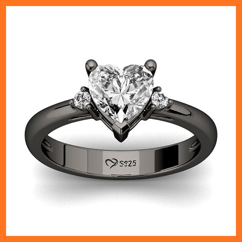 Jeulia レディース リング 婚約 結婚指輪 3ストーン ハート キュービックジルコニア 金属アレルギー対応 シンプルおしゃれ ボックス付き ホワイトデー プレゼント