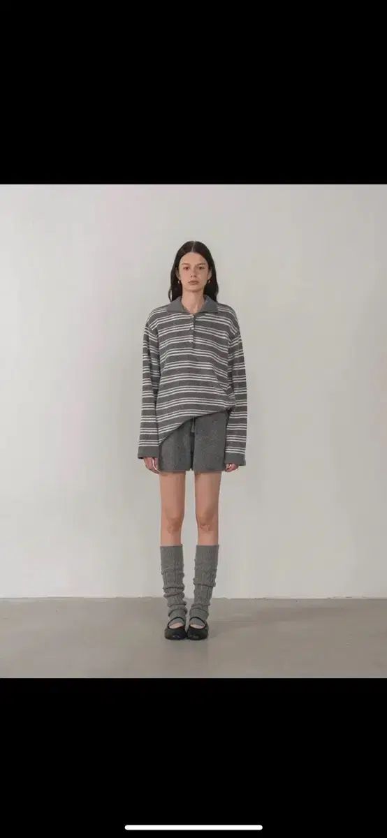 aroundyur ブラッシュ ストライプ カラーニット セット グレー