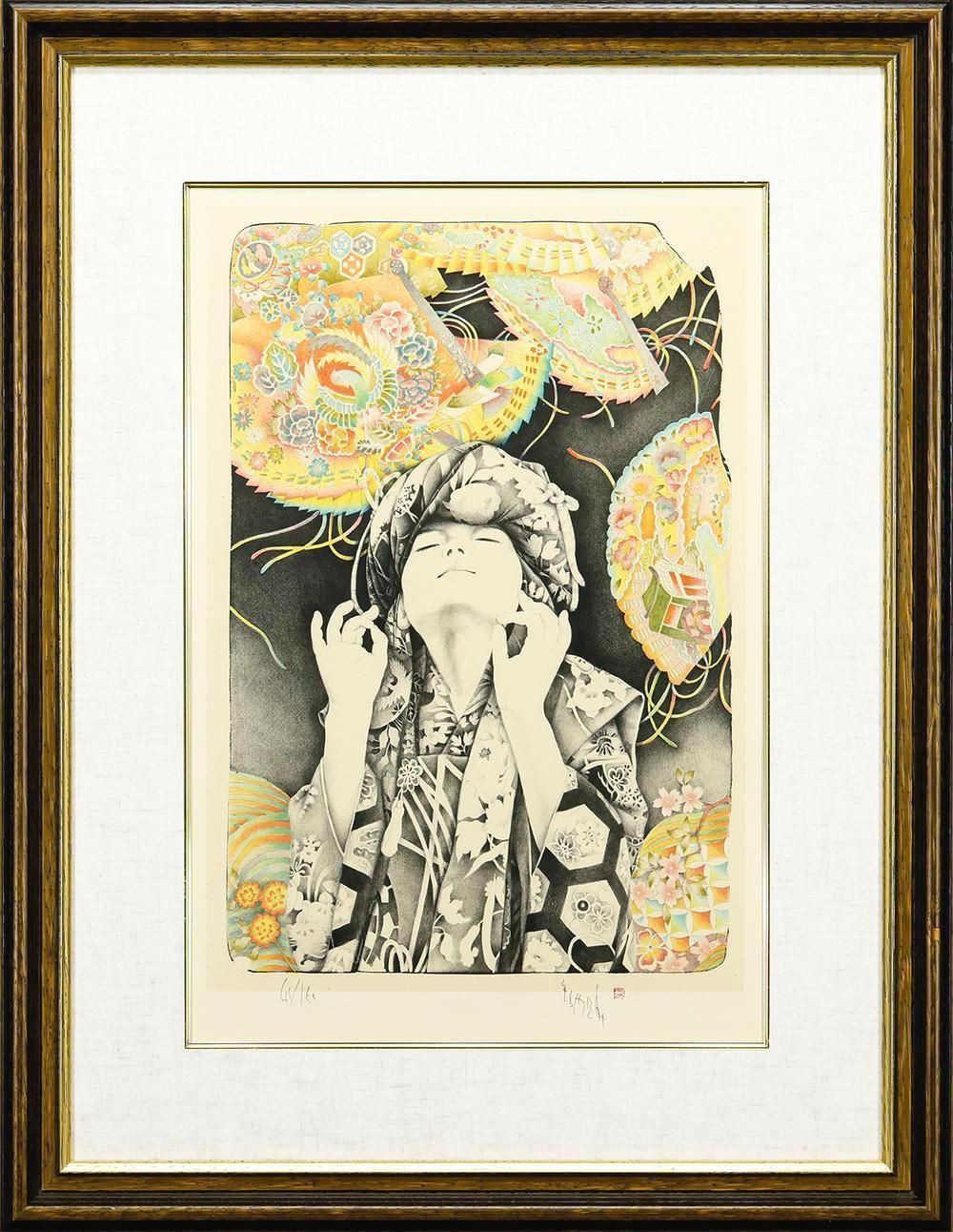 真作 WISH 智内兄助 みかんこ リトグラフ 8号大 直筆サイン 少女 作 〇日本内外で高評価 安井賞展特別賞