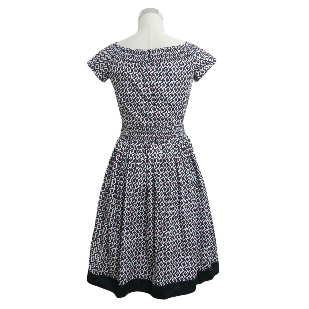 美品 PRADA プラダ 約S～M コットン ストレッチ 幾何学模様 総柄