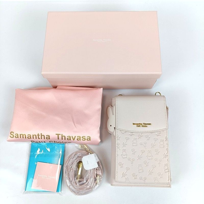 ♥ Samantha Thavasa Petit Choice サマンサタバサプチチョイス ミッフィーコレクション スマホショルダー 薄ピンク ショルダーウォレット 財布 小銭入れあり カード ショルダーストラップ 箱 保存袋