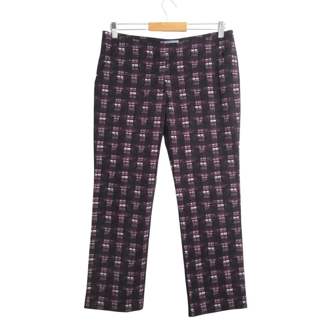 極美品 PRADA プラダ サイズ42 チェック柄 総柄 ストレッチ 裾スリット