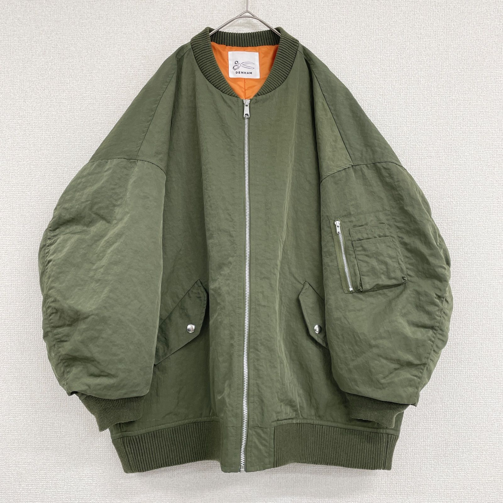 DENHAM デンハム MA-1 ブルゾン ボンバージャケット オーバーサイズ ナイロン 中綿 カーキ レディース F