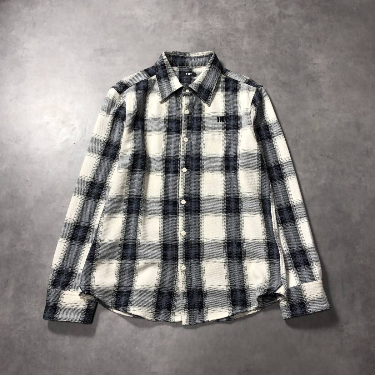 GQ 4486 TMT STREET CHECK SHIRTS L ホワイト系 定価22 000円 TSH F 2502 ティーエムティー