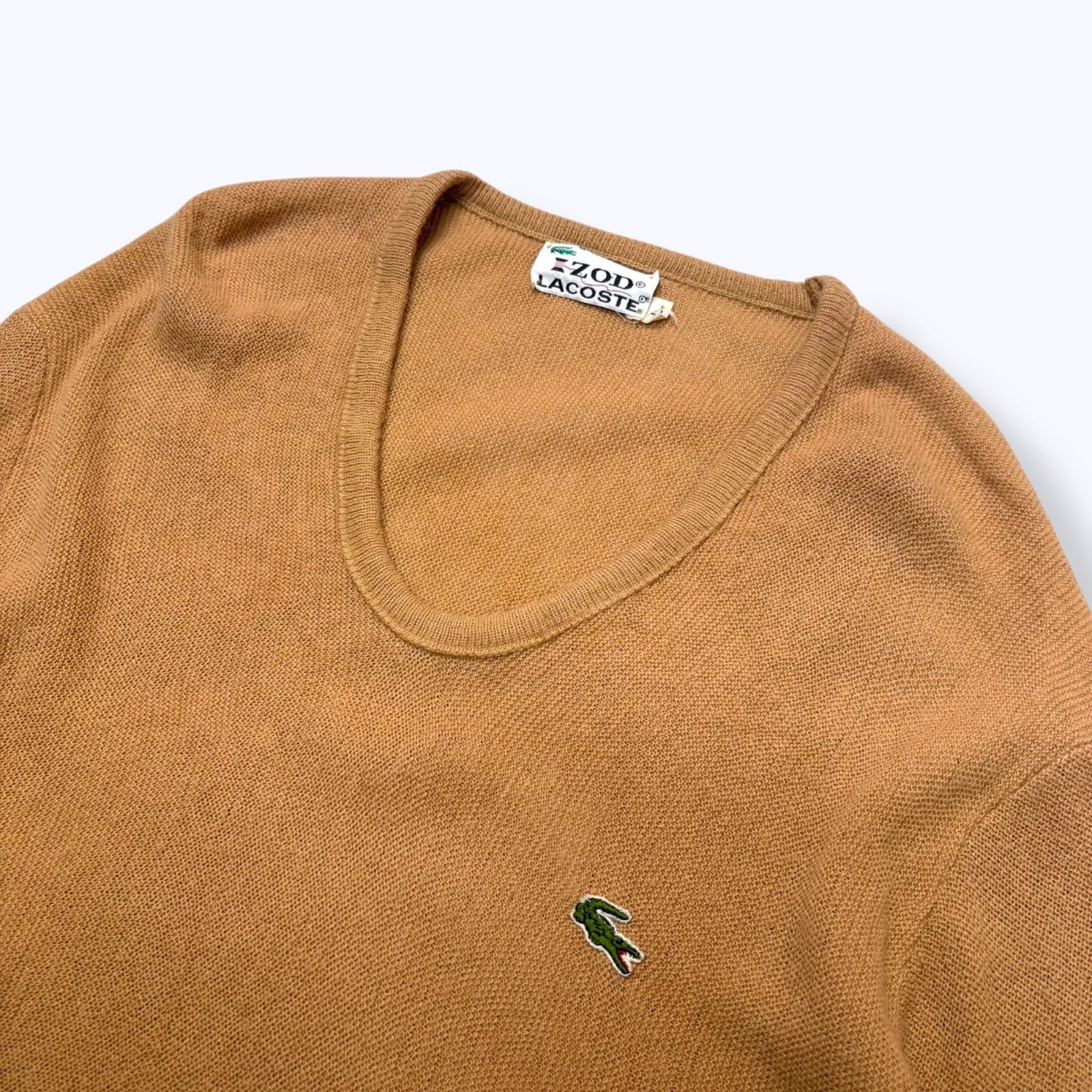 70s IZOD LACOSTE U-Neck Acrylic Knit 【L】 70年代 アイゾッド 