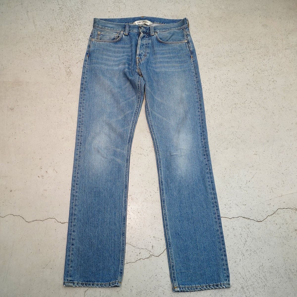 正規 OUR LEGACY アワーレガシー FIRST CUT ストレート ボタン フライ デニム パンツ ジーンズ 青 32 1225 P♪