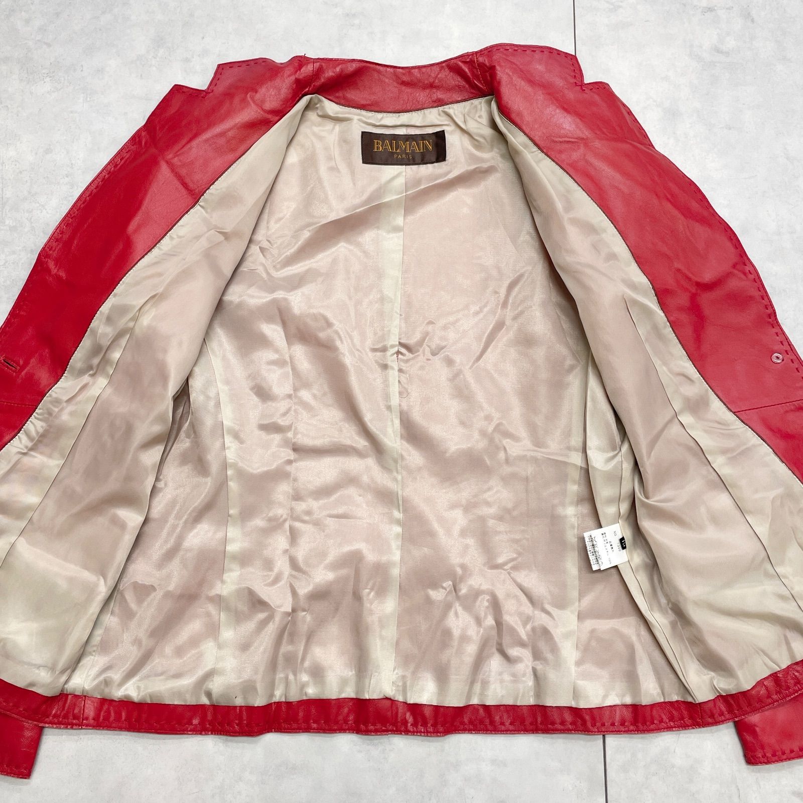 BALMAIN バルマン レザージャケット テーラード 大きいサイズ 羊革