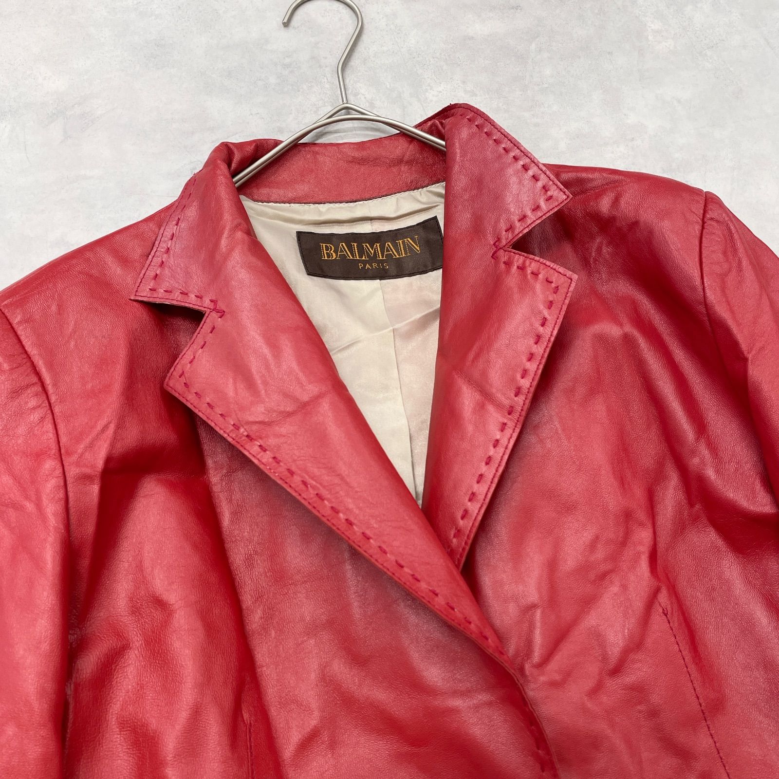 BALMAIN バルマン レザージャケット テーラード 大きいサイズ 羊革