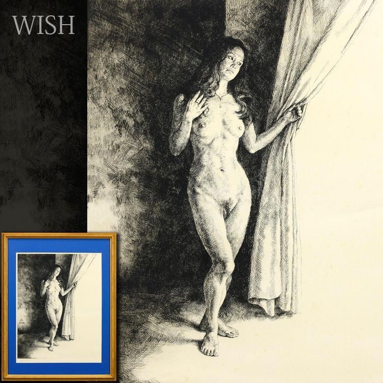 真作 WISH 牧野邦夫 憂羅 自画像と憂羅より 銅版画 8号大 1977年作 裸婦 〇リアリズム巨匠 レンブラントに傾倒