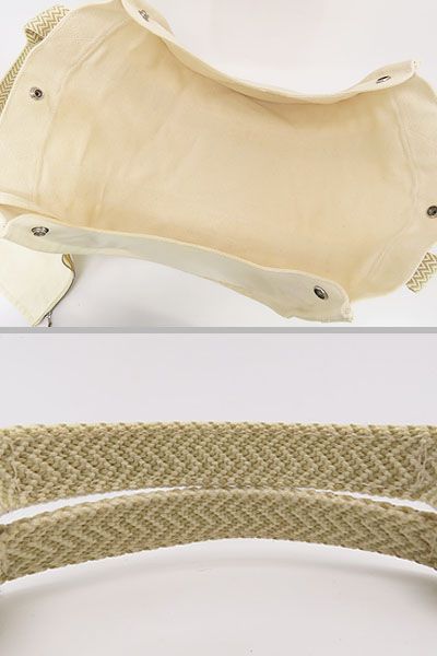  超 エルメス HERMES カバス デ プラージュ カンヌ PM トートバッグ ハンドバッグ ポーチ付き ベージュ系 シルバー金具 キャンバス 101486 M その他 その他