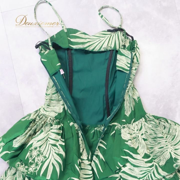 フラダンス 衣装 ワンピース ドレス グリーン系 CC Fashions ハワイ製