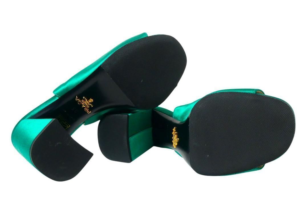 美品 PRADA プラダ サイズ35 約22㎝ サテン オープントゥ ハイヒール