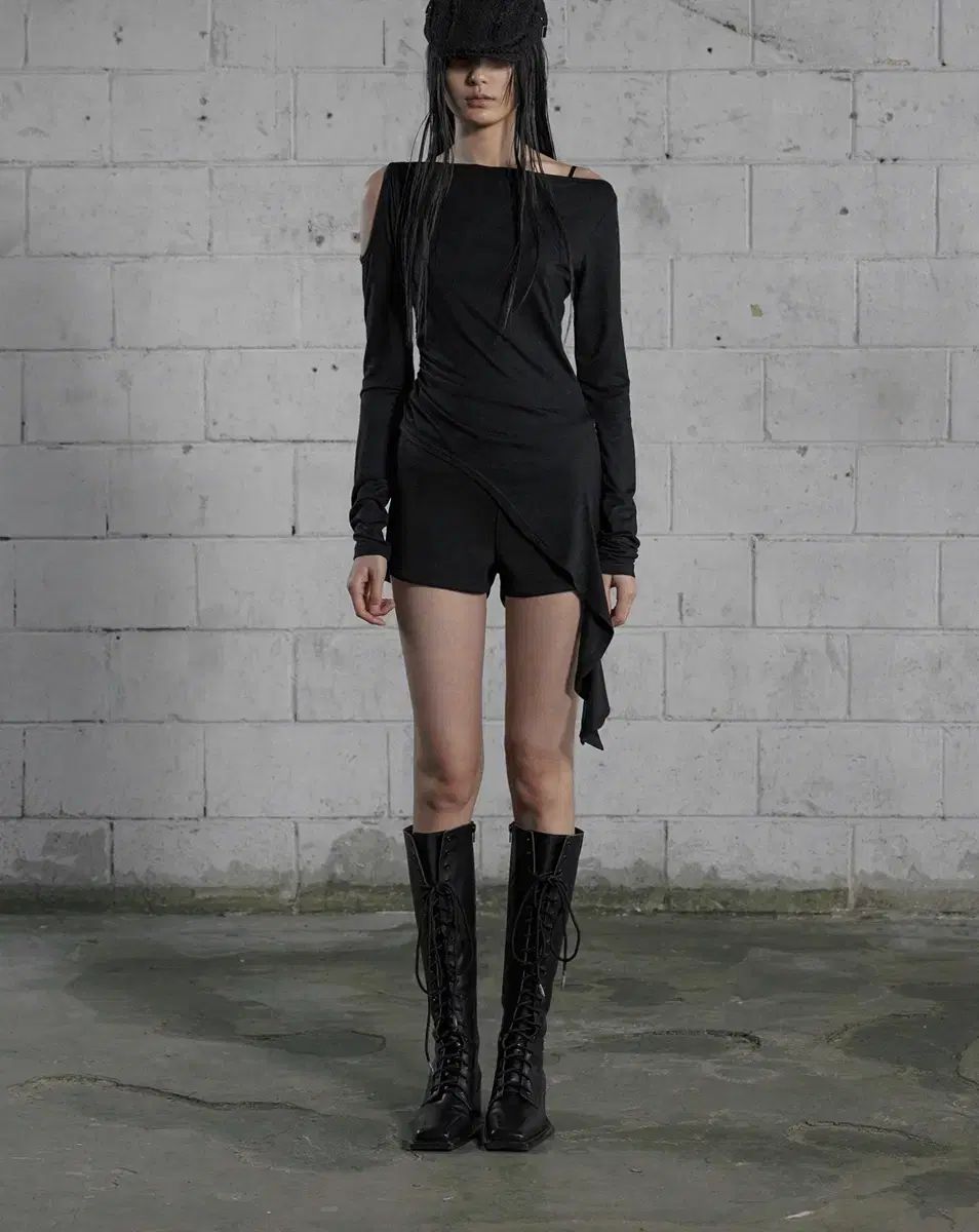 BOHEMSEO ボヘミアンソウル ドレープ オフショルダー Tシャツ