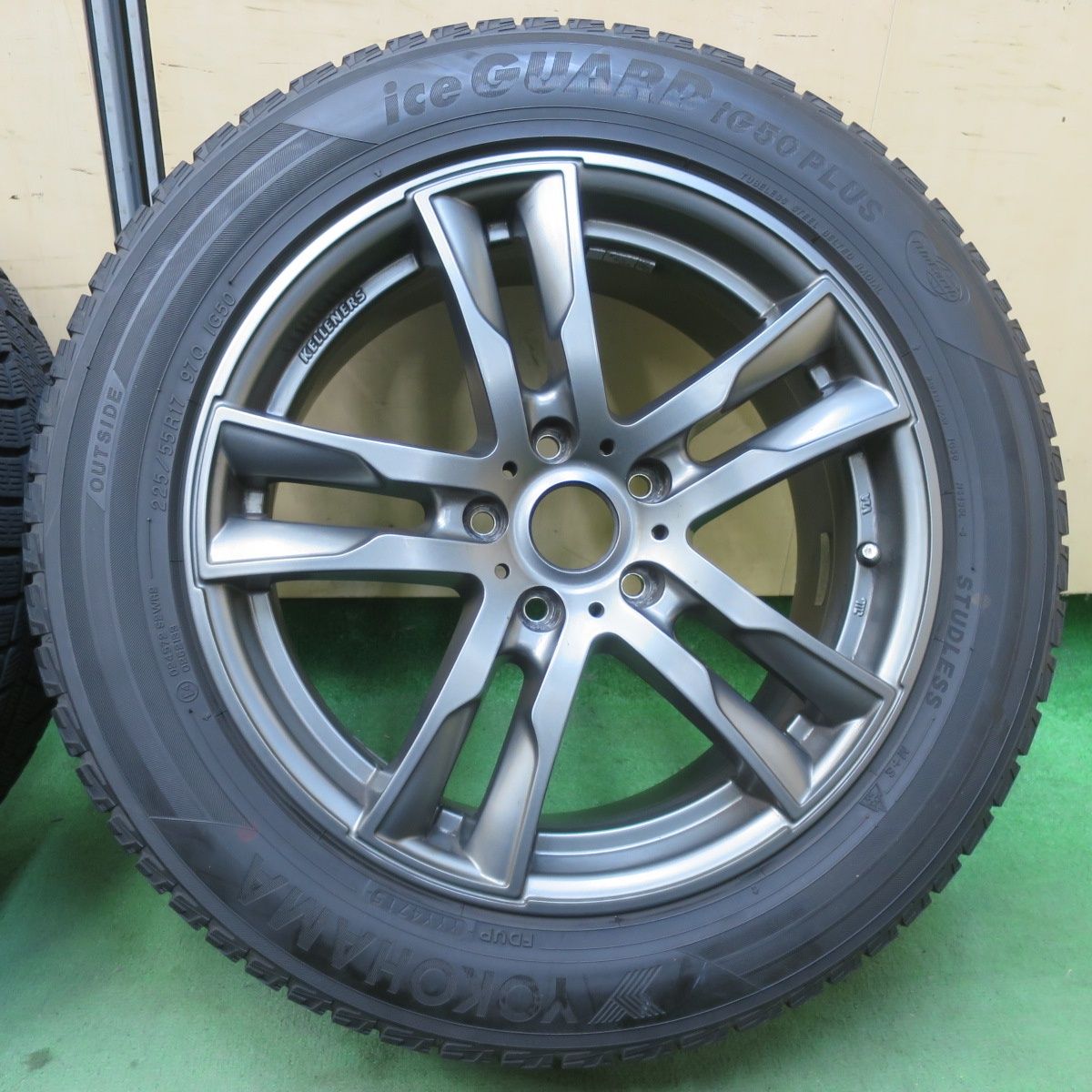  バリ溝 9分 BMW 等 225 55 R 17 スタッドレス ヨコハマ アイスガード iG 50 プラス ケレナーズ 17インチ PCD 112 5 H 5122708イス 17インチ タイヤ ホイールセット