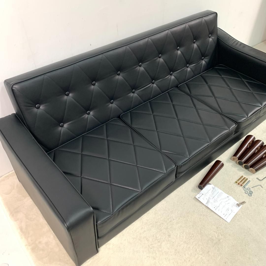 訳アリ新品 三人掛けソファー PUレザー ソファ 3人掛け 1457-260