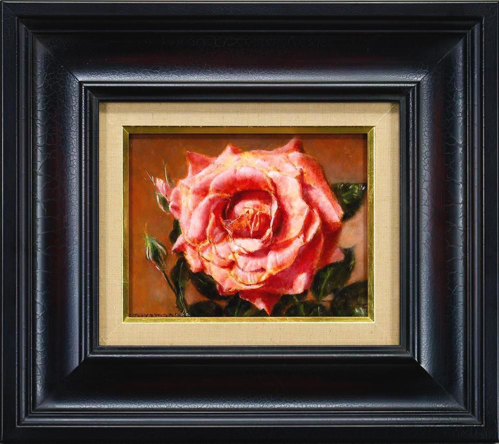 山中雅彦、「芍薬」、希少な額装用画集より、新品高級額装付 真作】【WISH】山中雅彦「薔薇」板に油彩 0号 ◇一輪に宿る薔薇の気品