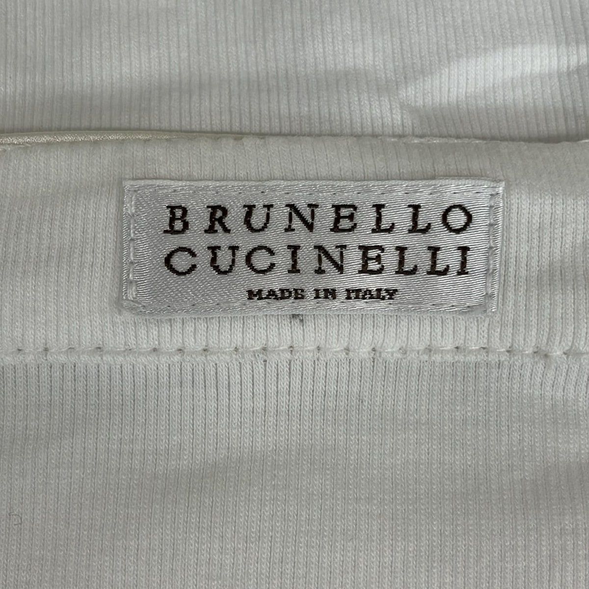 BRUNELLO CUCINELLI ブルネロクチネリ ノースリーブカットソー サイズXS レディース 白 アイボリー Vネック シルク切替 ビーズ ノースリーブ Tシャツ カットソー トップス