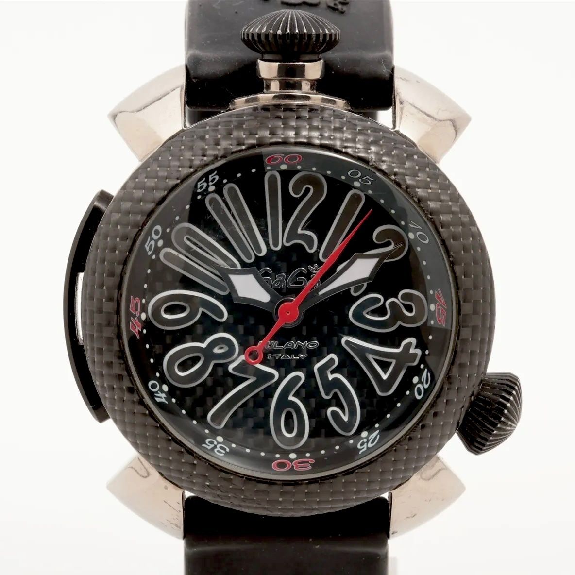 腕時計 メンズ ガガミラノ GaGa MILANO ダイビング48 プロフェッショナル 5046 自動巻 黒 チタニウム 樹脂ベルト 300 m防水