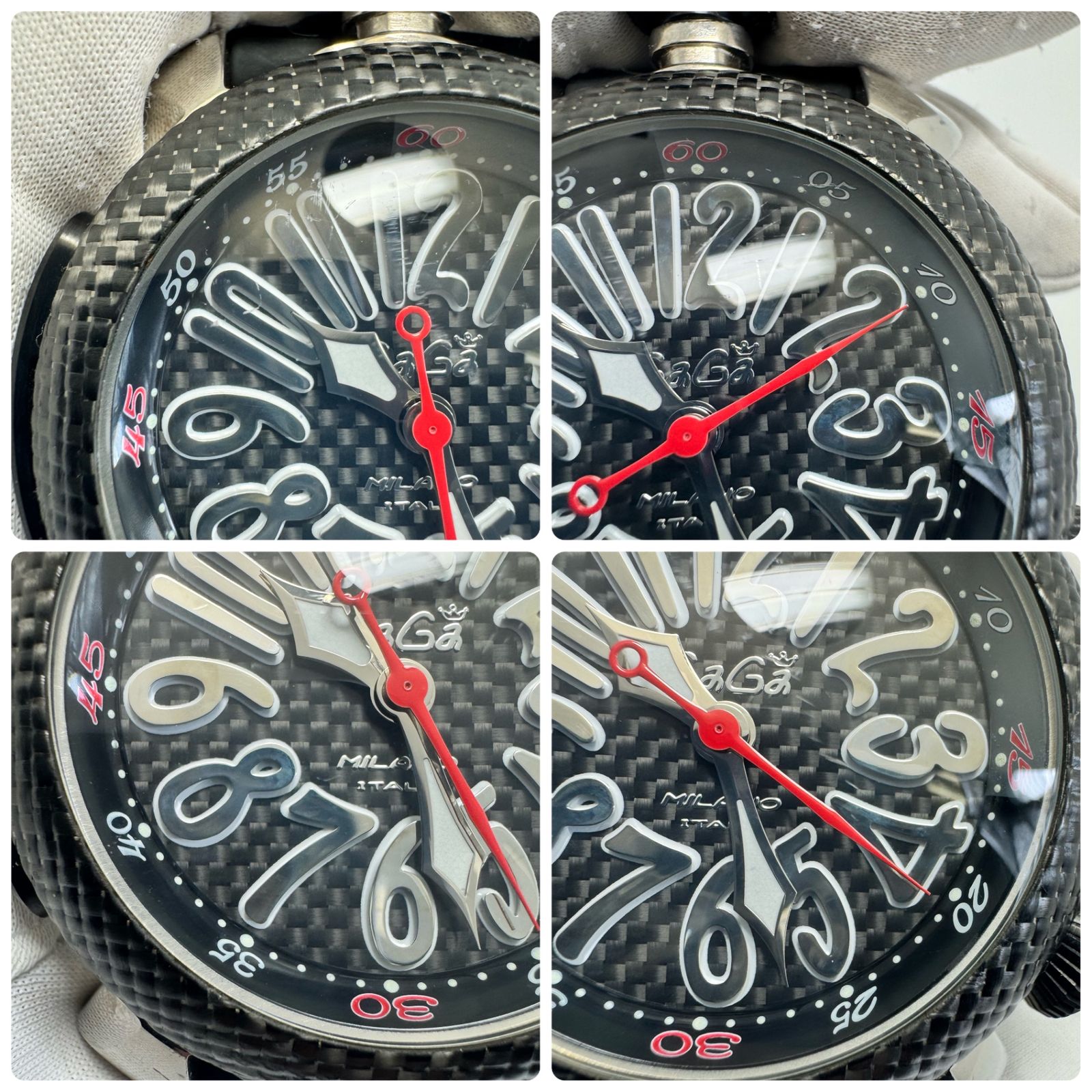  腕時計 メンズ ガガミラノ GaGa MILANO ダイビング48 プロフェッショナル 5046 自動巻 黒 チタニウム 樹脂ベルト 300 m防水 自動巻き時計 腕時計(アナログ)