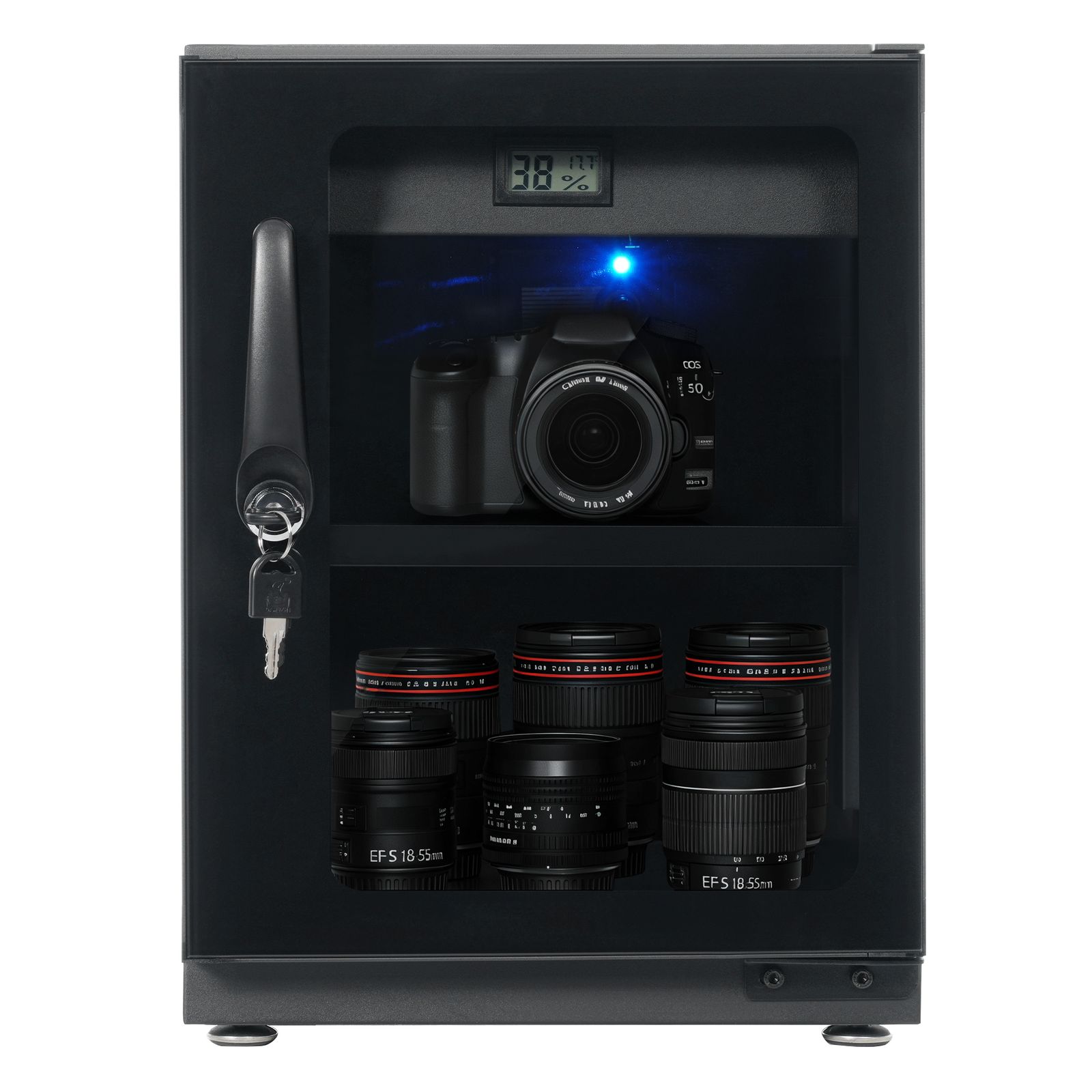防湿庫 ドライボックス カビ対策 カメラ収納ケース カメラ保管庫 除湿庫 収納 防湿ケース 小型 防潮箱 除湿ケース 容量35 L ブラック