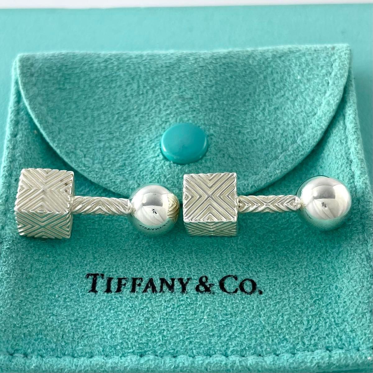 ティファニー テクスチャード　キューブ　Ag925 カフス ティファニー 希少 テクスチャード キューブ カフスリンクス カフス