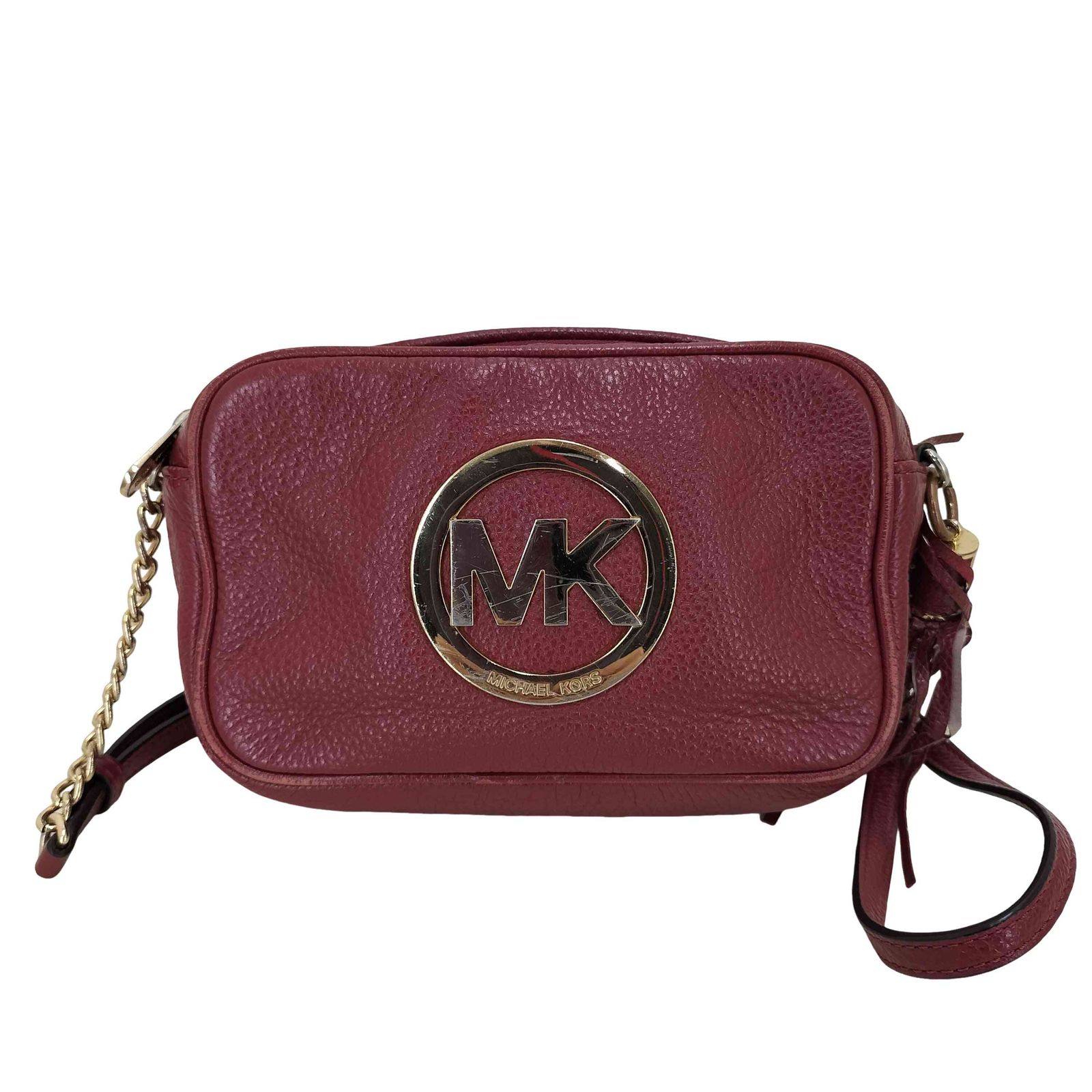 マイケルコース Michael Kors ロゴプレート タッセル付き レザー 