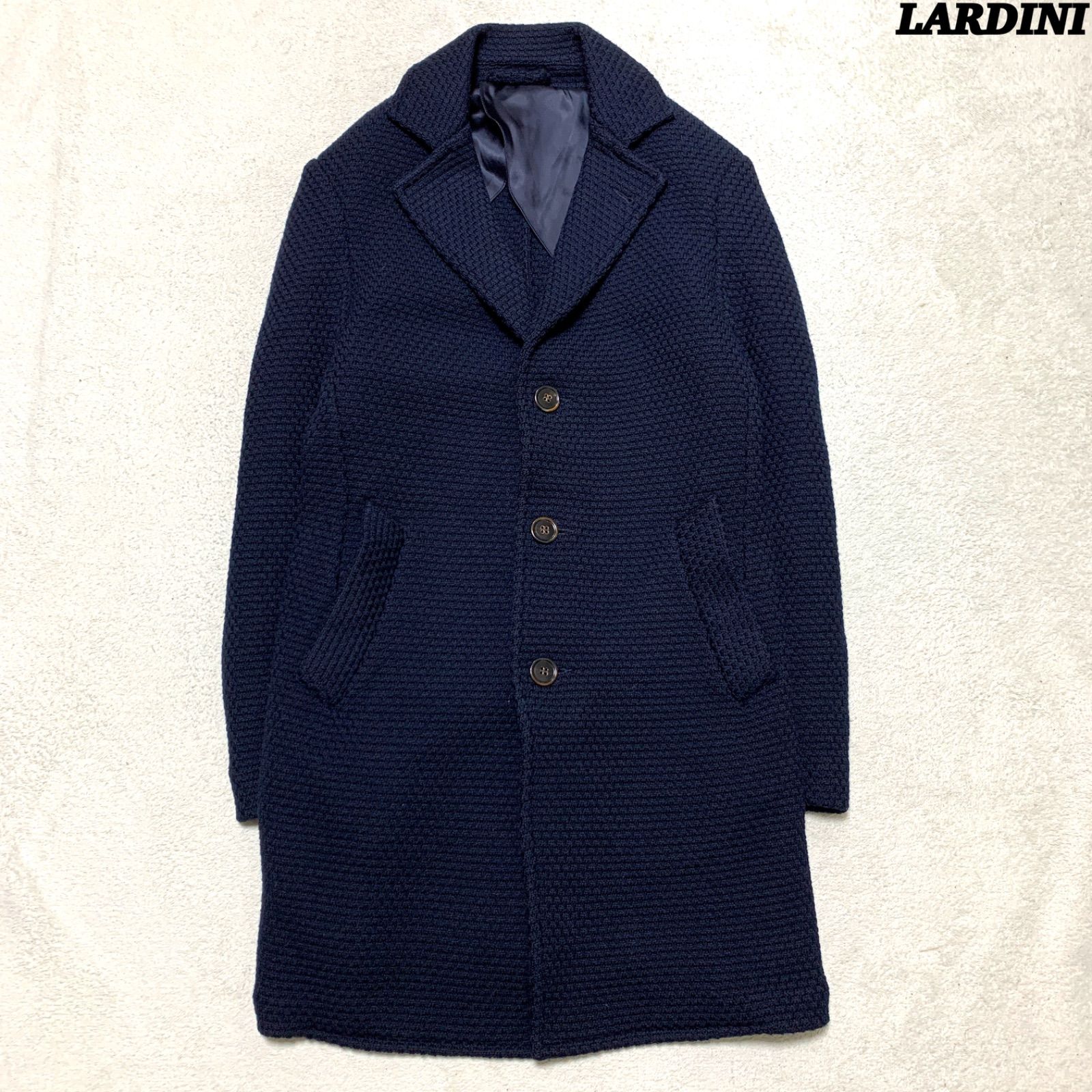 LARDINI イタリア製 チェスターコート バスケット編みニット 背抜き
