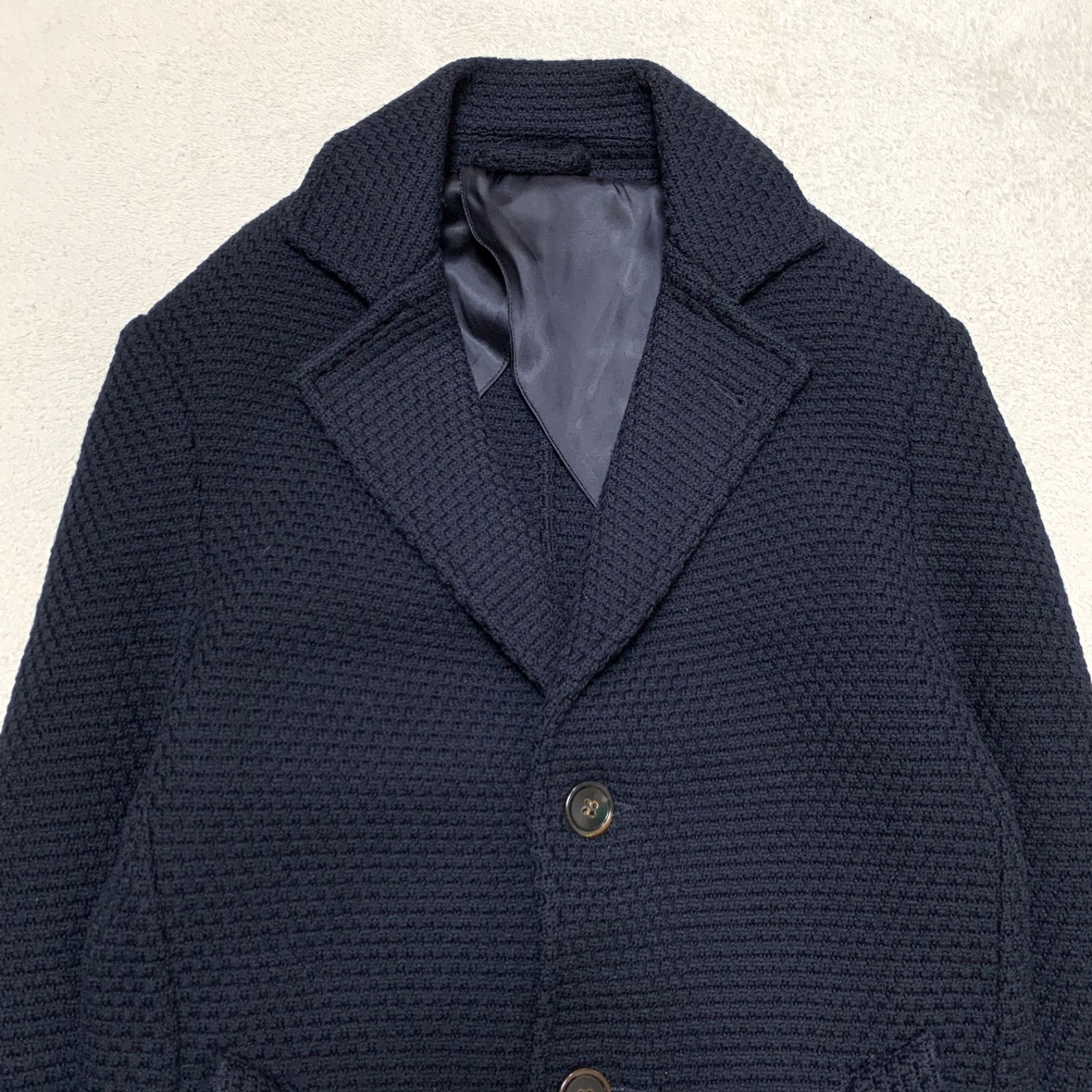 LARDINI イタリア製 チェスターコート バスケット編みニット 背抜き 